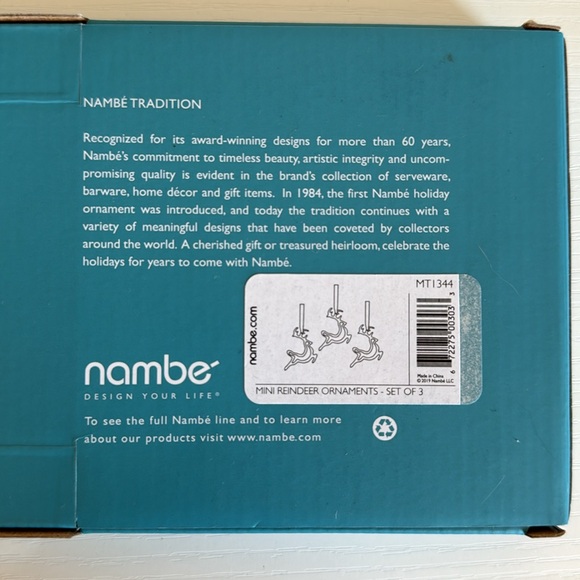 ❌SOLD❌NIB Authentic Nambe Holiday Ornament Set Reindeers - Picture 3 of 4